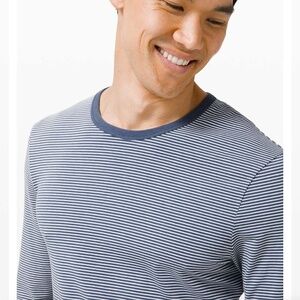 Lululemon 5 Year Basic Long Sleeve, Hyper Stripe Ink Blue Vapor